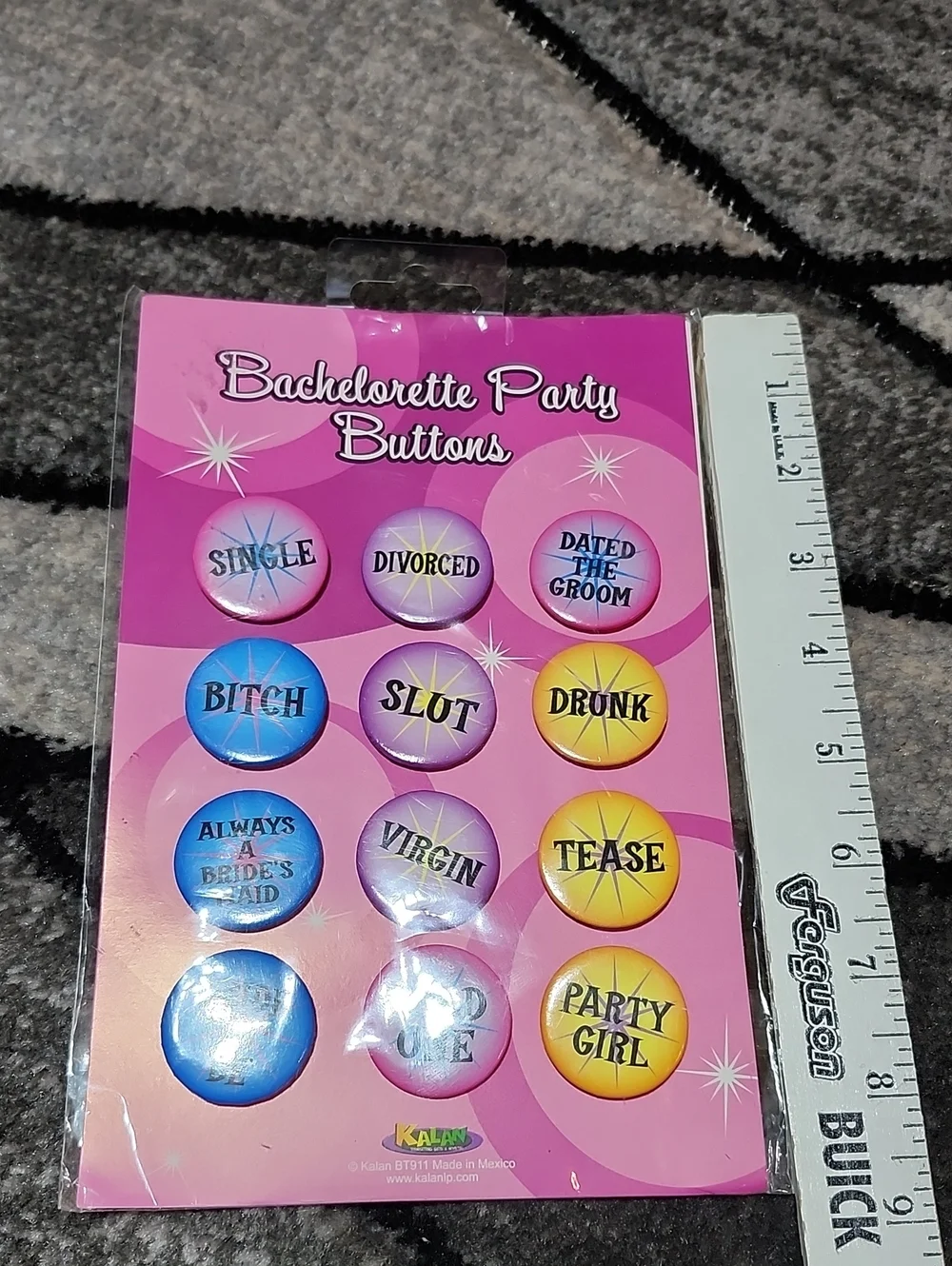 KALAN BACHELORETTE PARTY NOVELTY HUMOROUS 12 PIECE PIN-BACK BUTTONS BADGES